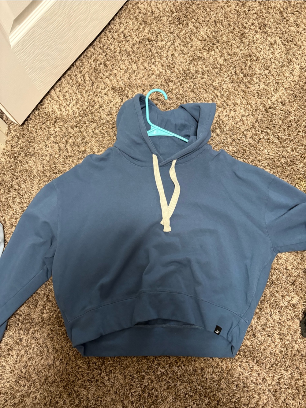 Glyder Slate Blue Kids Hoodie with Cream Drawstring